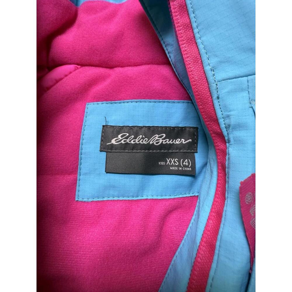 Eddie Bauer Kids Ski Jacket- Waterproof Insulated Coat light Blue w/navy/pink - Picture 5 of 9